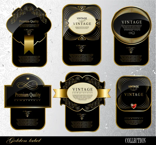 Black gold labels — Stock Vector