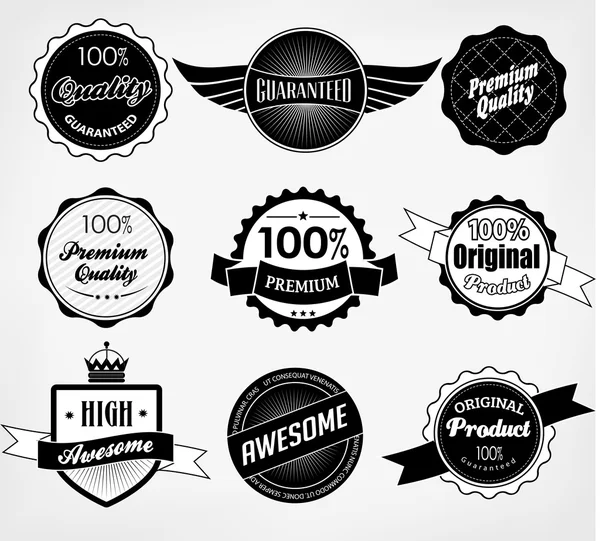 Set of Premium Quality and Guarantee Labels — Stock Vector