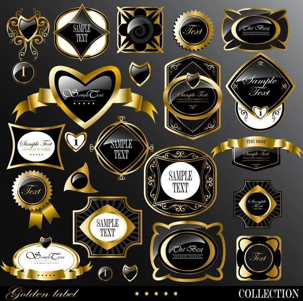 Чёрные золотые этикетки — стоковый вектор
