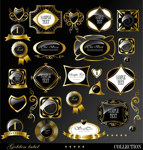 Etiquetas de oro negro — Vector de stock