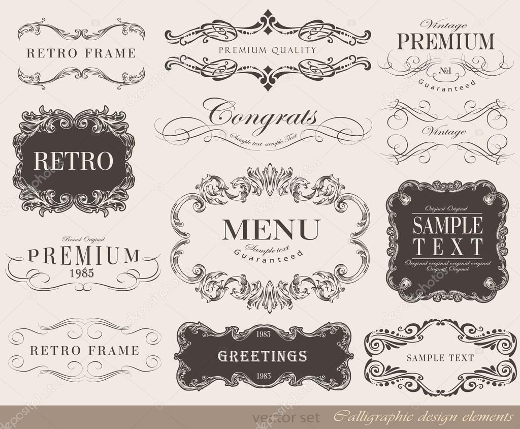 Vector illustration of calligraphic elements