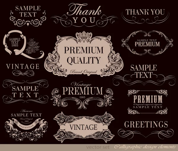 Vector set: calligraphic — Stock Vector