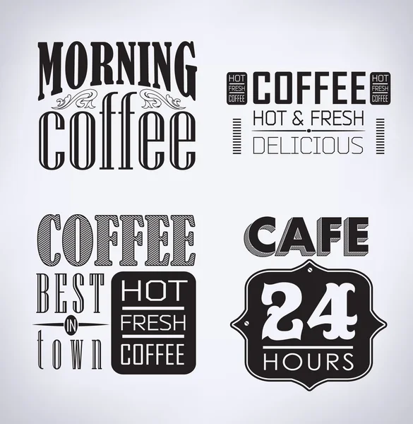 Set de café, elementos tipográficos de cafetería — Vector de stock