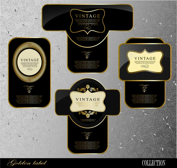 Etiquetas de oro negro — Vector de stock