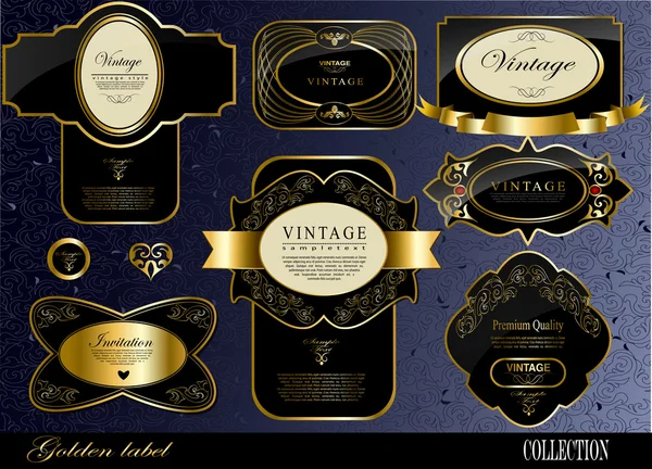 Etiquetas de oro negro — Vector de stock