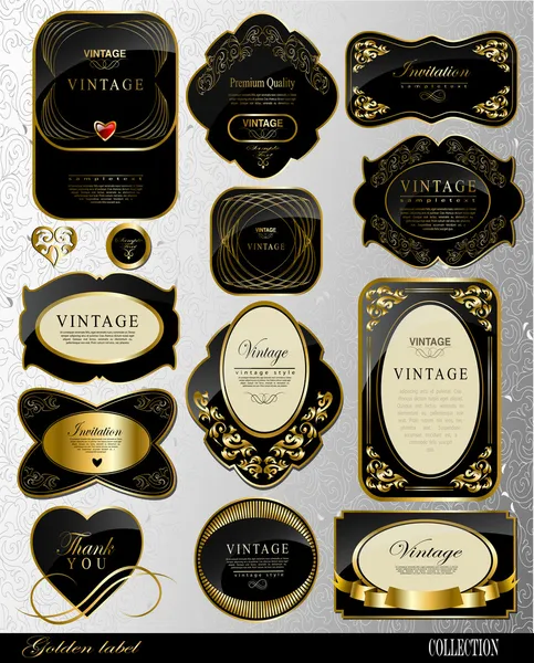 Etiquetas de oro negro — Vector de stock