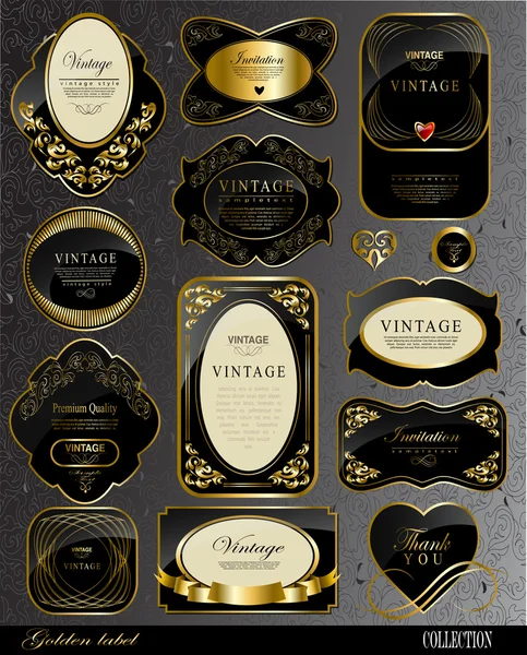 Etiquetas de oro negro — Archivo Imágenes Vectoriales