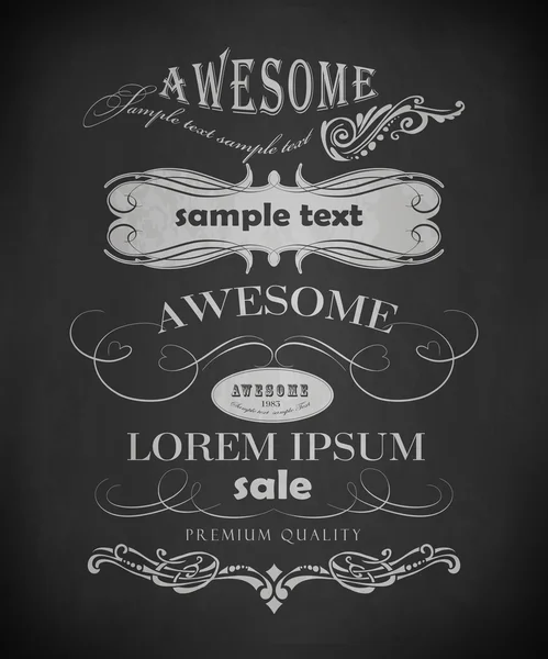 Chalk typography, calligraphic design elements — Stock Vector