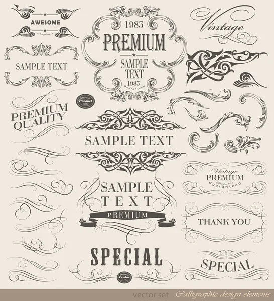 Elementi di progettazione calligrafica — Vettoriale Stock