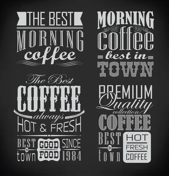 Set van koffie, café label, set typografische elementen — Stockvector