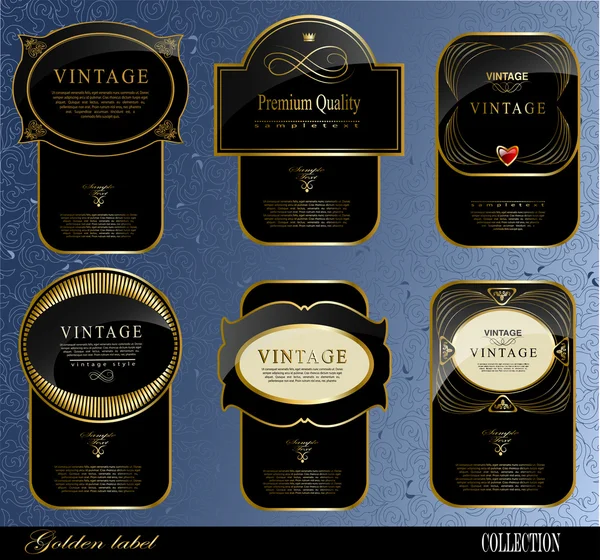 Black gold labels — Stock Vector