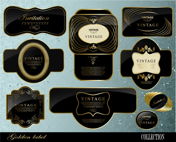 Black gold labels — Stock Vector