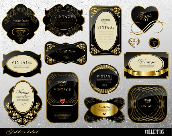 Black gold labels — Stock Vector