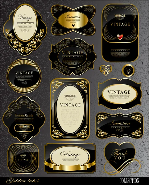 Etiquetas de oro negro — Vector de stock