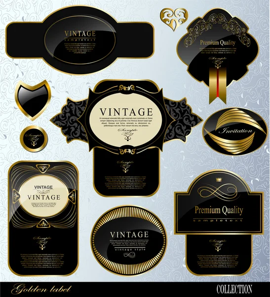 Etiquetas de oro negro — Vector de stock