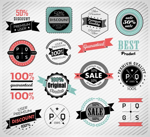 Premium Quality, Guarantee and sale Labels — Stock Vector