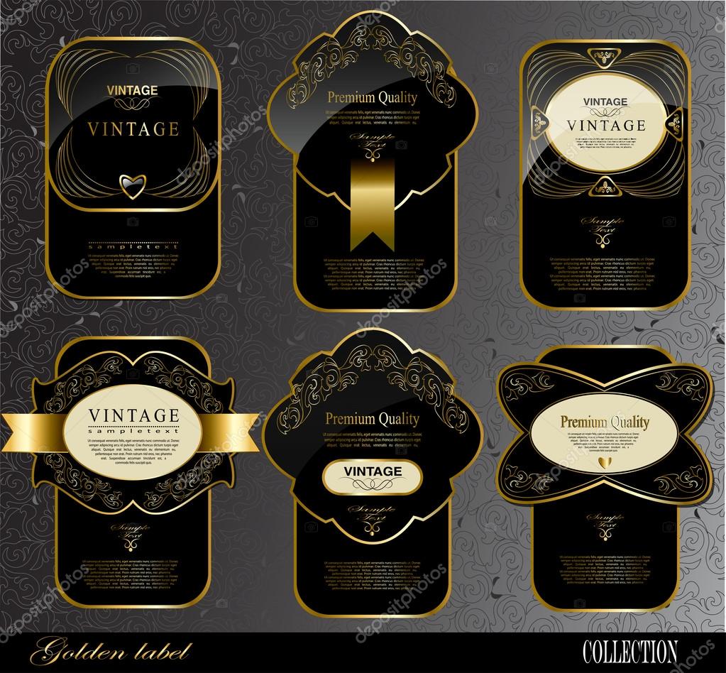 black gold labels stock