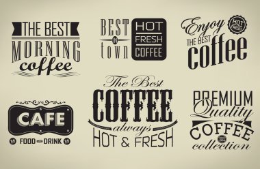 kahve, café tipografik öğe kümesi