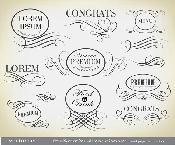 Calligraphic design elements and page decoration — Stock Vector