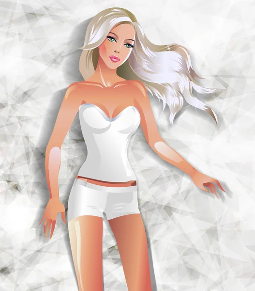 Moda hermosa rubia wom — Vector de stock