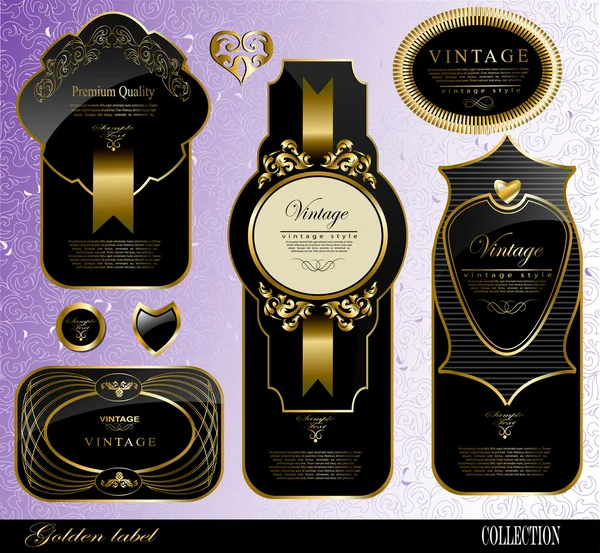 Black gold labels — Stock Vector