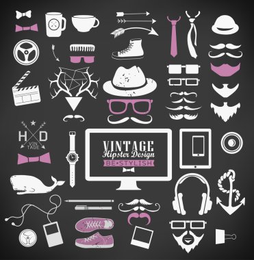 hipster stil öğeleri, simge ve nesne için kullanılabilir