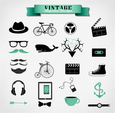 hipster stil öğeleri, simge ve nesne için kullanılabilir