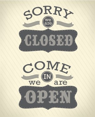 açık ve kapalı retro vintage işaretleri