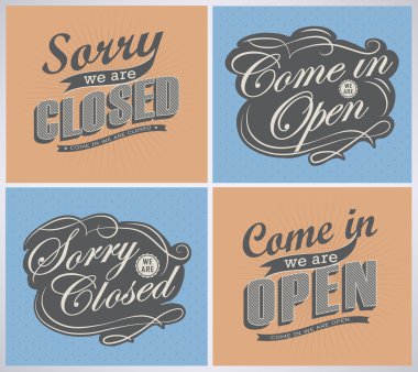 açık ve kapalı retro vintage işaretleri
