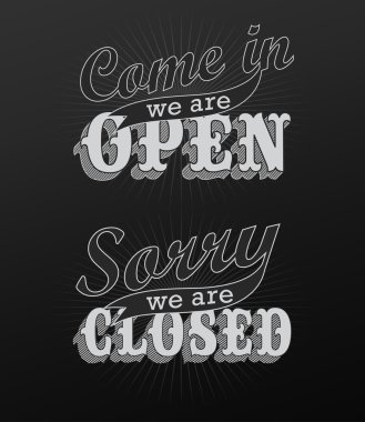 açık ve kapalı retro vintage işaretleri