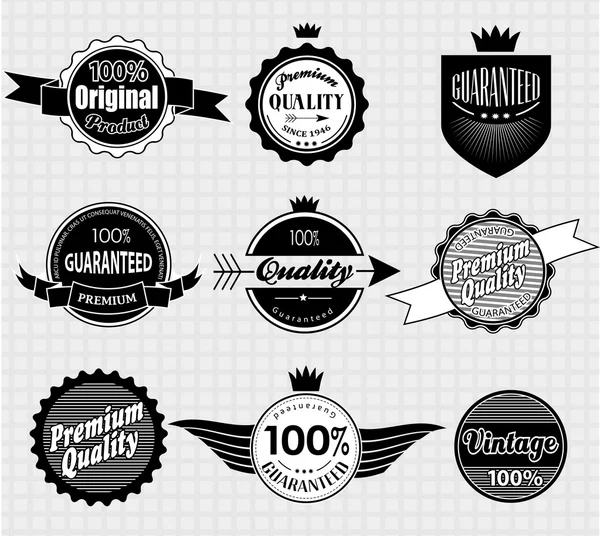 Set of Premium Quality and Guarantee Labels — Stock Vector