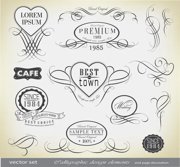 Calligraphic design elements and page decoration/ vector set — Stock Vector