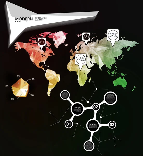 Wereld kaart infographic sjabloon. alle landen zijn selecteerbaar — Stockvector