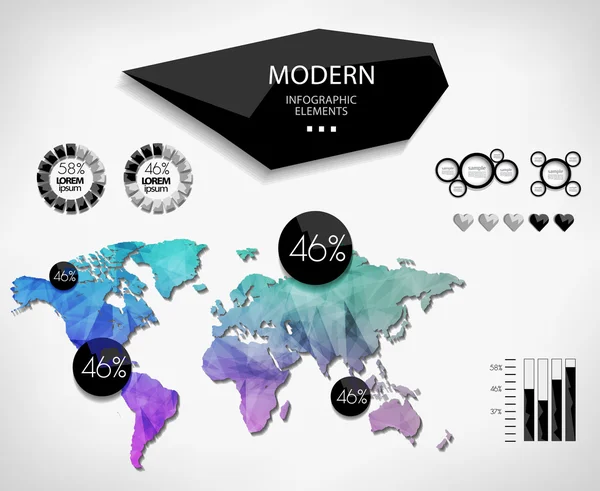 世界地図インフォ グラフィック テンプレート。すべての国が選択可能 — ストックベクタ