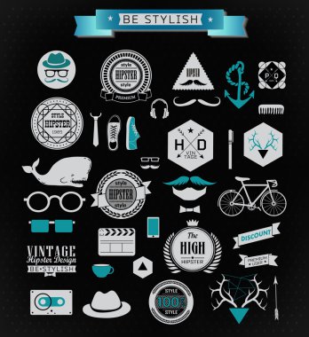 hipster stil öğeler ve simgeler