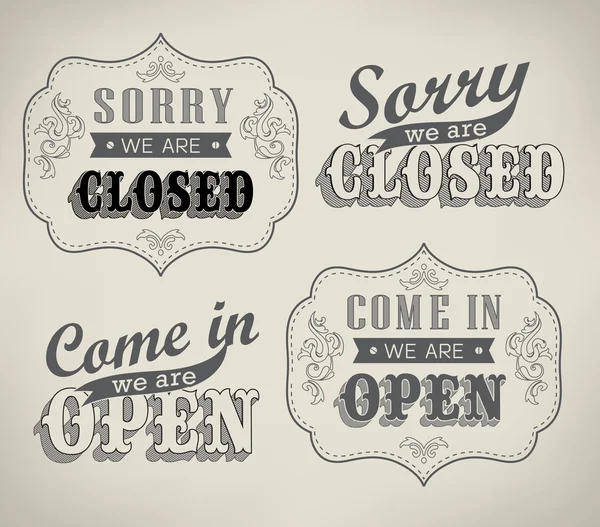 açık ve kapalı retro vintage işaretleri