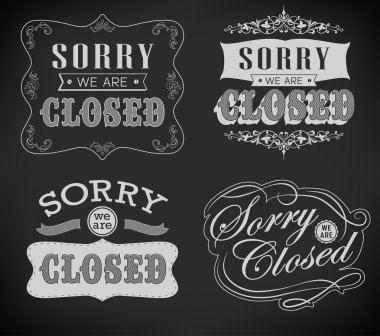 Retro işaret, açık ve kapalı. vektör çizim.