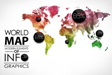 Dünya Haritası Infographic şablonu. Bütün ülkeler seçilebilir