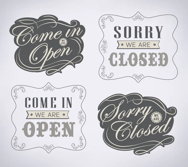 Retro signs Open and Closed. Vector illustration. — Stock Vector