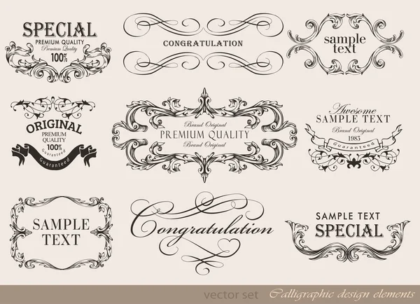 Set di elementi di design calligrafico — Vettoriale Stock