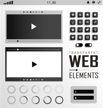 Web öğeleri, düğmeler ve Etiketler vektör. Site navigasyon.