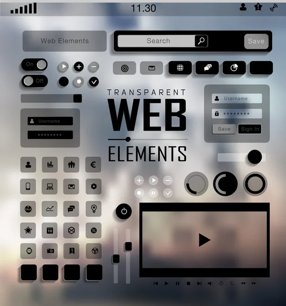 Éléments Web vectoriels, boutons et étiquettes. Navigation sur le site . — Image vectorielle