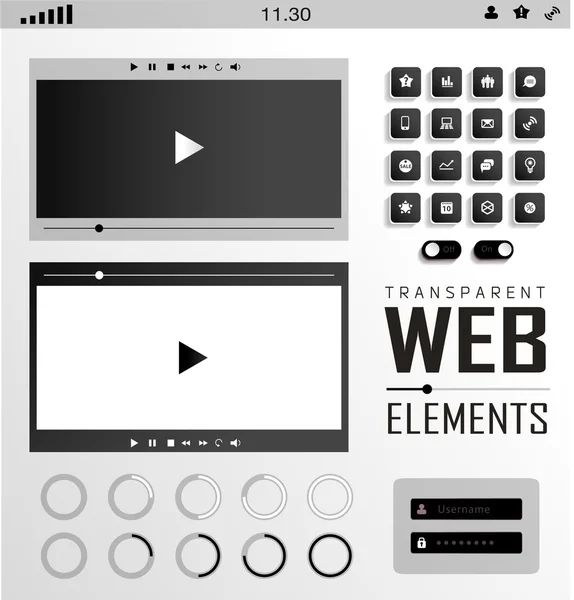 Vector Elementos Web, Botones y Etiquetas. Navegación del sitio . — Vector de stock