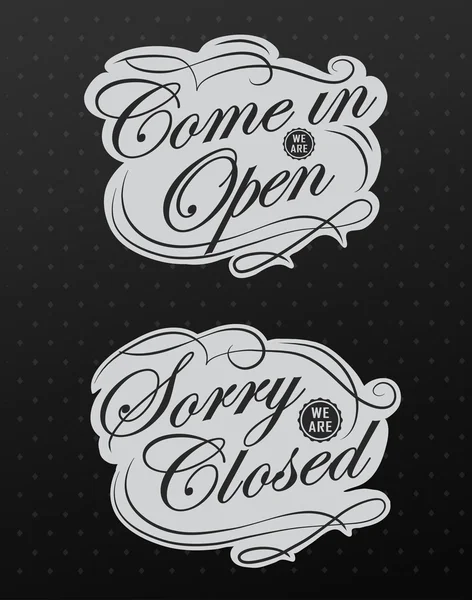 Retro signs Open and Closed. Vector illustration. — Stock Vector
