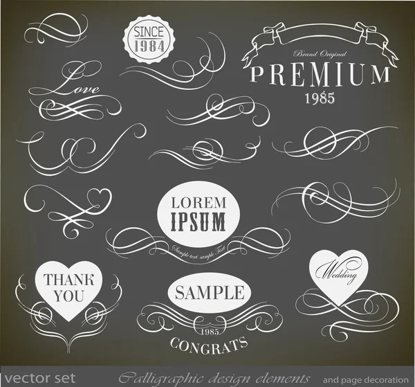 Kalligrafische designelementen, pagina decoratie — Stockvector