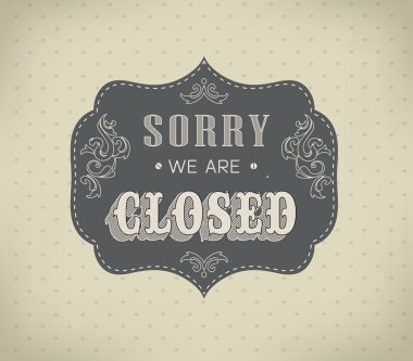 Retro işaret, açık ve kapalı. vektör çizim.