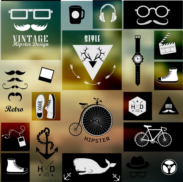 Web, hipster plat icon with blur, shadows background — Stock Vector