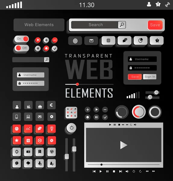 Vector Elementos Web, Botones y Etiquetas. Navegación del sitio . — Archivo Imágenes Vectoriales