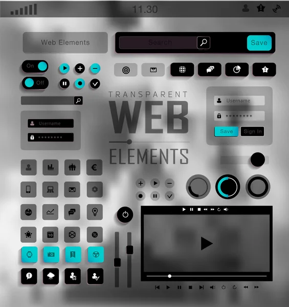 Vector Elementos Web, Botones y Etiquetas. Navegación del sitio . — Archivo Imágenes Vectoriales