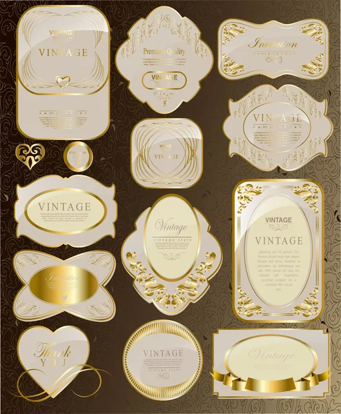 Conjunto de fita branca e dourada — Vetor de Stock